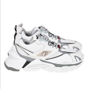 ASH FLEX LEATHER MESH CHUCKY TRAINERS SNEAKERS WHITE BLACK NWT SZ EUR 38 US 7.5